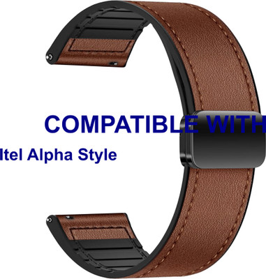 ACM WSM28P22BR5032 Watch Strap Leather Magnetic Silicone Belt 22mm for New Itel Alpha Style Smartwatch Brown Smart Watch Strap(Brown)