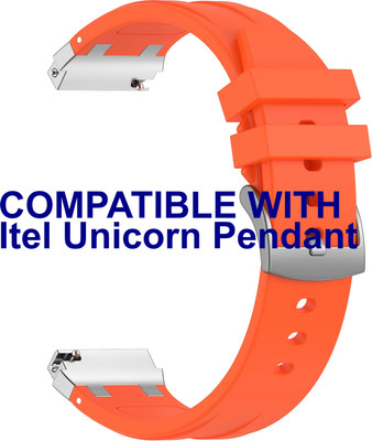 ACM Watch Strap Metal Hook Silicone for Itel Unicorn Pendant Smartwatch Orange Smart Watch Strap(Orange)