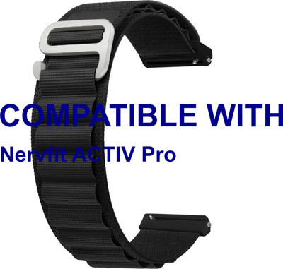 ACM WSM17E22BK3919 Watch Strap Nylon Hook Belt 22mm for Nervfit ACTIV Pro Smartwatch Black Smart Watch Strap(Black)