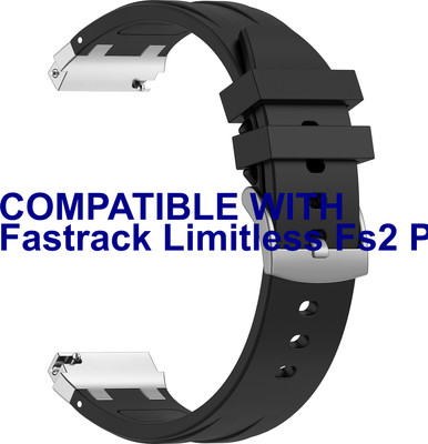 ACM Watch Strap Metal Hook Silicone for Fastrack Limitless Fs2 Pro Smartwatch Black Smart Watch Strap(Black)