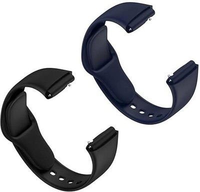 RUPELIK Soft Silicone Classic Strap for Red_ m Watch 3 Active/Watch 3 Lite(Pack Of 2) Smart Watch Strap(Black)