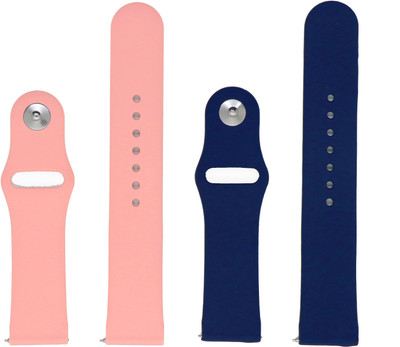 BLACK LOVIES 22 mm Soft Silicon Smartwatch Strap Compatible with Color fit Ultra Smart Watch Strap(Blue, Pink)
