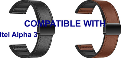 ACM WSM28P22BKBR3905 Pack of 2 Watch Strap Leather Magnetic Silicone Belt 22mm for |Itel Alpha 3 Smartwatch (Black/Brown) Smart Watch Strap(Mullti Color)