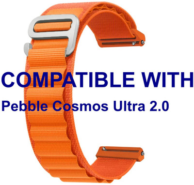 ACM WSM17E22OR3920 Watch Strap Nylon Hook Belt 22mm for Pebble Cosmos Ultra 2.0 Smartwatch Orange Smart Watch Strap(Orange)