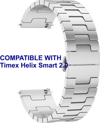ACM WSM37Y20SL1803 Watch Strap Metal Steel 20mm for Timex Helix Smart 2.0 Smartwatch Silver Smart Watch Strap(Silver)