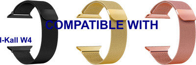 ACM WSM4M40BKGLRSG1087N1 Pack of 3 Sliding 44mm 49mm Watch Strap Magnetic for I-Kall W4 Smartwatch Black/Champagne Gold/Rose Gold Pink Smart Watch Strap(Mullti Color)