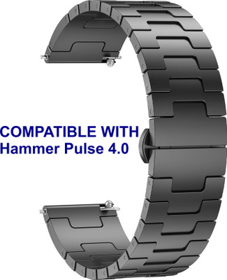 ACM WSM37Y20BK2842 Watch Strap Metal Steel 20mm for Hammer Pulse 4.0 Smartwatch Black Smart Watch Strap(Black)