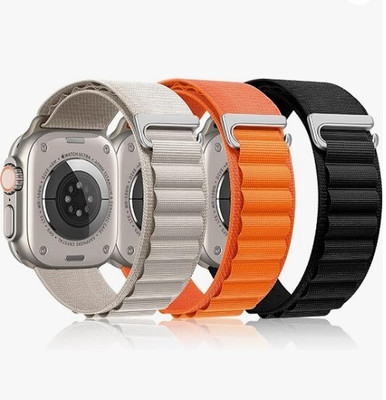 bagsio Alpine Loop Nylon Bands/Straps for iWatch Ultra Series SE 8 7 6 5 4 3 2 1 Smart Watch Strap(Orange)