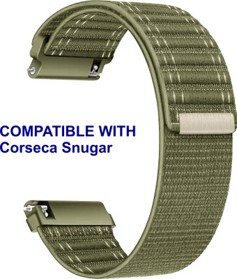 ACM WSM39A22KH2891 Watch Strap Nylon Soft 22mm for Corseca Snugar Smartwatch Khakhi Smart Watch Strap(Green)