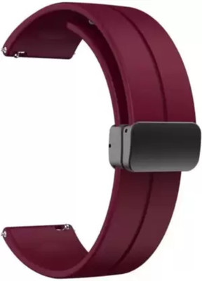 Theelitewatch 20mm Silicone Replacement Watch Strap with Folding Magnetic Lock Compatible Smart Watch Strap(Red)