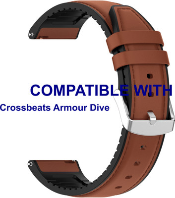 ACM WSM33U22BR3262 Watch Strap Leather Silicone 22mm for |Crossbeats Armour Dive Smartwatch Brown Smart Watch Strap(Brown)