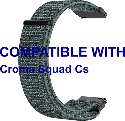 ACM WSM3V22GY3912 Watch Strap Nylon Loop Belt 22mm for Croma Squad Cs Smartwatch Grey Smart Watch Strap(Grey)