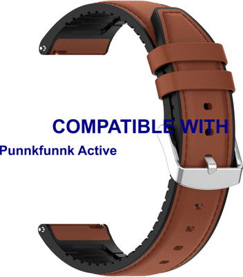 ACM WSM33U22BR3935 Watch Strap Leather Silicone Belt 22mm for Punnkfunnk Active Smartwatch Brown Smart Watch Strap(Brown)