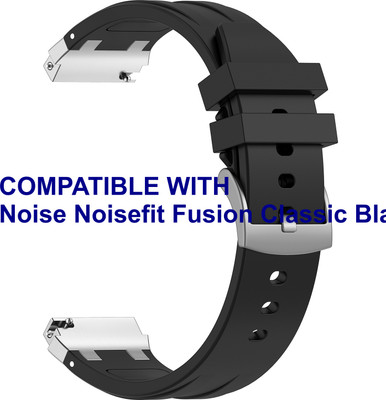 ACM WSM36X22BK1167 Watch Strap Metal Hook Silicone 22mm for Noise Noisefit Fusion Classic Black 44mm Smartwatch Black Smart Watch Strap(Black)