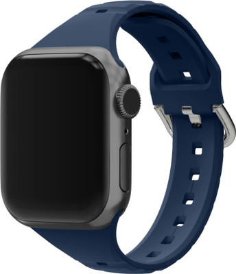 DailyObjects Ribbed Silicone Apple Wrist Band (42/44/45/49mm) Smart Watch Strap(Blue)