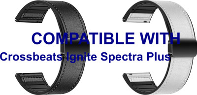 ACM WSM28P22BKWT2730 Pack of 2 Watch Strap Leather Magnetic Silicone 22mm for |Crossbeats Ignite Spectra Plus Smartwatch (Black/White) Smart Watch Strap(Mullti Color)