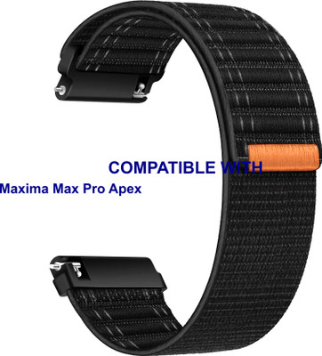ACM WSM39A22BK3778 Watch Strap Nylon Soft 22mm for New |Maxima|| Max Pro Apex Smartwatch Black Smart Watch Strap(Black)