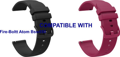 ACM WSM24L20BKPU2819 Pack of 2 Watch Strap Silicone Color Hook 20mm for Fire-Boltt Atom Bsw050 Smartwatch (Black/Purple) Smart Watch Strap(Mullti Color)