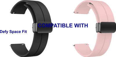 ACM WSM19G20BKCPK2562 Pack of 2 Watch Strap Magnetic Clasp 20mm for Defy Space Fit Smartwatch (Black/Creame Pink) Smart Watch Strap(Mullti Color)