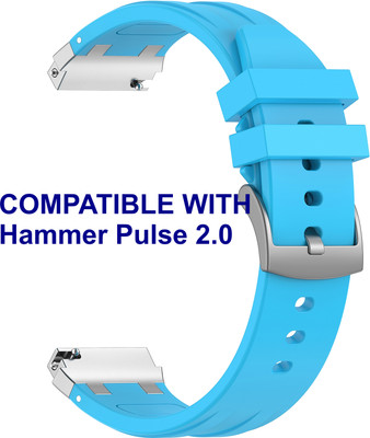 ACM WSM36X20BL2317 Watch Strap Metal Hook Silicone 20mm for Hammer Pulse 2.0 Smartwatch Blue Smart Watch Strap(Blue)
