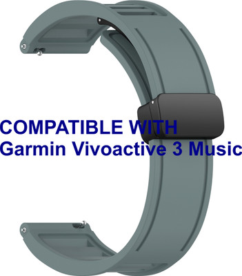 ACM WSM35W20CYG1080 Watch Strap Magnetic Clasp 20mm for Garmin Vivoactive 3 Music Smartwatch Cyan Grey Smart Watch Strap(Grey)