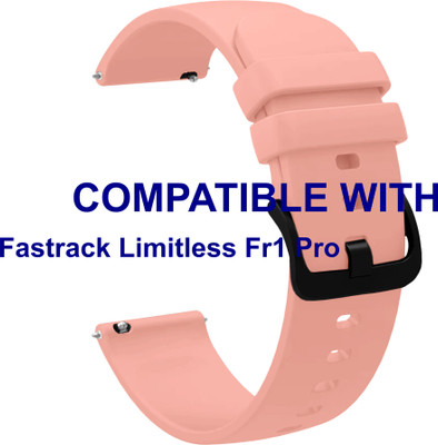 ACM WSM25M22CPK3928 Watch Strap Silicone Hook Belt 22mm for Fastrack Limitless Fr1 Pro Smartwatch Creame Pink Smart Watch Strap(Pink)