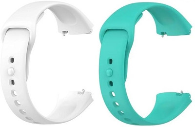 RUPELIK Pack Of 2 Silicone Watch Band Compatible With Re_D_M_I Watch 3 Lite /Watch 3 Active Smart Watch Strap(Green, White)