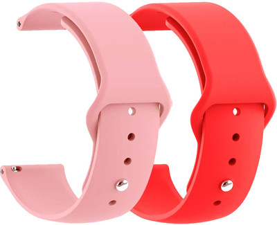 AOnes Pack of 2 Silicone Belt Watch Strap for Noise Colorfit Canvas Elite Smart Watch Strap(Pink, Red)