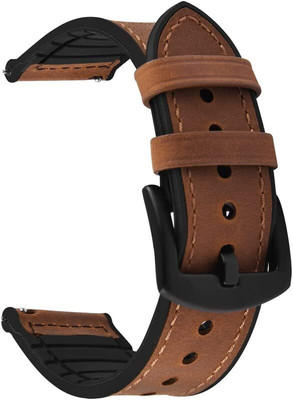 KHR Hybrid Leather Fire-Boltt Invincible Plus Smart Watch Strap(Brown)