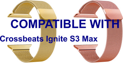 ACM WSM4M40GLRSG1192N1 Pack of 2 Sliding 44mm 49mm Watch Strap Magnetic for |Crossbeats| Ignite S3 Max Smartwatch Champagne Gold/Rose Gold Pink Smart Watch Strap(Mullti Color)