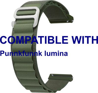 ACM WSM17E22GR3923 Watch Strap Nylon Hook Belt 22mm for Punnkfunnk lumina Smartwatch Green Smart Watch Strap(Green)