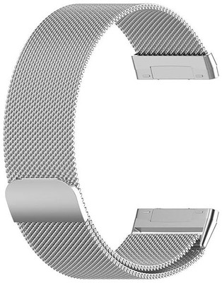 SwapME Band Only Compatible with Fitbit Sense/Versa 3 and Fitbit Versa 4/Sense 2 Four Models, Strong Magnetic Waterproof Metal Milanese Mesh Loop Sport Replacement Bands Women Men, Black Smart Watch Strap(Silver)