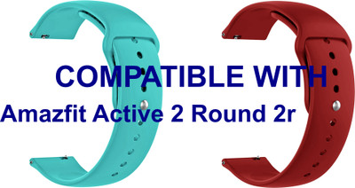 ACM WSM2P20LBLRD3908 Pack of 2 Watch Strap Silicone Belt 20mm for Amazfit Active 2 Round 2r Smartwatch (Light Blue/Red) Smart Watch Strap(Mullti Color)