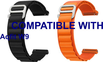 ACM WSM17E22BKOR1909 Pack of 2 Watch Strap Nylon Hook 22mm for Aqfit W9 Smartwatch (Black/Orange) Smart Watch Strap(Mullti Color)