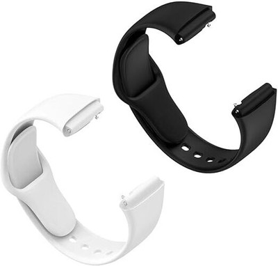 RUPELIK Soft Silicone Classic Strap for Red_ m Watch 3 Active/Watch 3 Lite(Pack Of 2) Smart Watch Strap(Black)