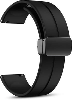 PunnkFunnk Silicone Band Strap for 22mm Watches | Soft TYPE, Waterproof & Adjustable Smart Watch Strap(Black)