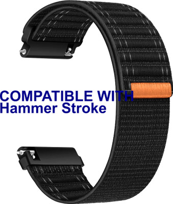 ACM Watch Strap Nylon Soft 22mm for Hammer Stroke Smartwatch Belt Black Smart Watch Strap(Black)