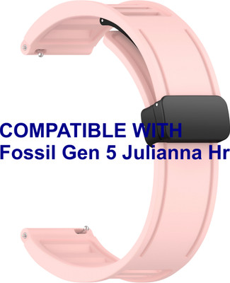 ACM WSM35W22CPK1051 Watch Strap Magnetic Clasp 22mm for Fossil Gen 5 Julianna Hr Smartwatch Creame Pink Smart Watch Strap(Pink)