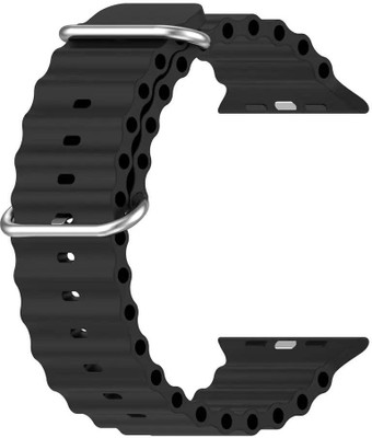 RUPELIK Silicone iWatch Strap Series 7,6,5,4,3,2,1/SE Compatible For Strap 41mm/40mm/38mm Smart Watch Strap(Black)