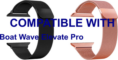 ACM WSM4M40BKRSG1616N1 Pack of 2 Sliding 44mm 49mm Watch Strap Magnetic for Boat Wave Elevate Pro Smartwatch Black/Rose Gold Pink Smart Watch Strap(Mullti Color)