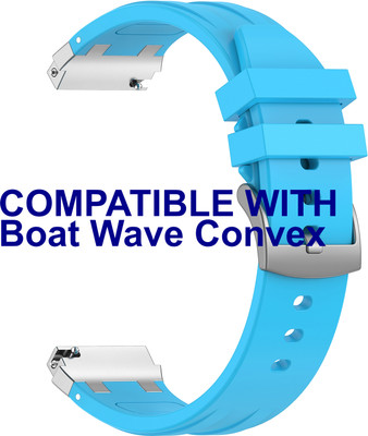 ACM WSM36X22BL3461 Watch Strap Metal Hook Silicone for Boat Wave Convex Smartwatch Belt Blue Smart Watch Strap(Blue)