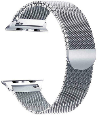 PUNAK Stainless Steel Magnetic Metal Chain Smart Watch Strap Belt fit for Ultra Watch 49 mm, Series 9 / 8 / 7 45 mm, Series 6 / 5 / 4 44 mm. Series 3 / 2 / 1 42 mm, Watch SE 44 MM Smart Watch Strap Smart Watch Strap Smart Watch Strap(Silver)