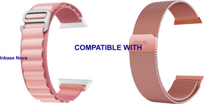 ACM WSM174A40CPKRSG1681 Pack of 2 Watch Strap Sliding 44mm 49mm Nylon & Magnetic for Inbase Nova Smartwatch (Creame Pink/Rose Gold Pink) Smart Watch Strap(Mullti Color)