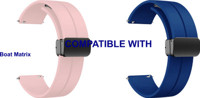 ACM WSM19G20CPKDBL2471 Pack of 2 Watch Strap Magnetic Clasp 20mm for Boat Matrix Smartwatch (Creame Pink/Dark Blue) Smart Watch Strap(Mullti Color)