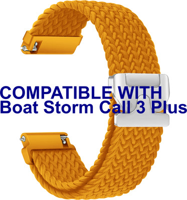 ACM Watch Strap Woven Braided Clipper for Boat Storm Call 3 Plus Smartwatch Orange Smart Watch Strap(Orange)