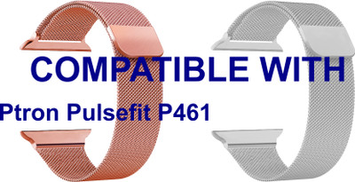 ACM WSM4M40RSGSL1151N1 Pack of 2 Sliding 44mm 49mm Watch Strap Magnetic for |Ptron| Pulsefit P461 Smartwatch Rose Gold Pink/Silver Smart Watch Strap(Mullti Color)