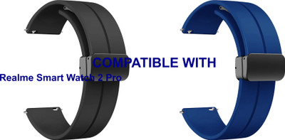 ACM WSM19G22BKDBL1907 Pack of 2 Watch Strap Magnetic Clasp 22mm for Realme Smart Watch 2 Pro Smartwatch (Black/Dark Blue) Smart Watch Strap(Mullti Color)