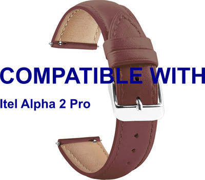 ACM WSM14B22BR3894 Watch Strap Leather Belt 22mm for Itel Alpha 2 Pro Smartwatch Brown Smart Watch Strap(Brown)