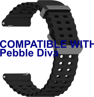 ACM WSM40B20BK3471 Watch Strap Silicone Sports for Pebble Diva Smartwatch Belt Black Smart Watch Strap(Black)
