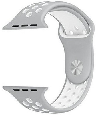 Big Wings Premium Silicone 42mm/ 44mm/ 45mm / 49mm Smartwatch Straps for iWatch Smart Watch Strap(Grey, White)